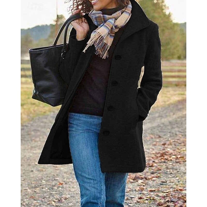 Damen Mantel mit klassischem Schnitt und Knopfleiste - J&B - 5 - Jasminaboutique.com