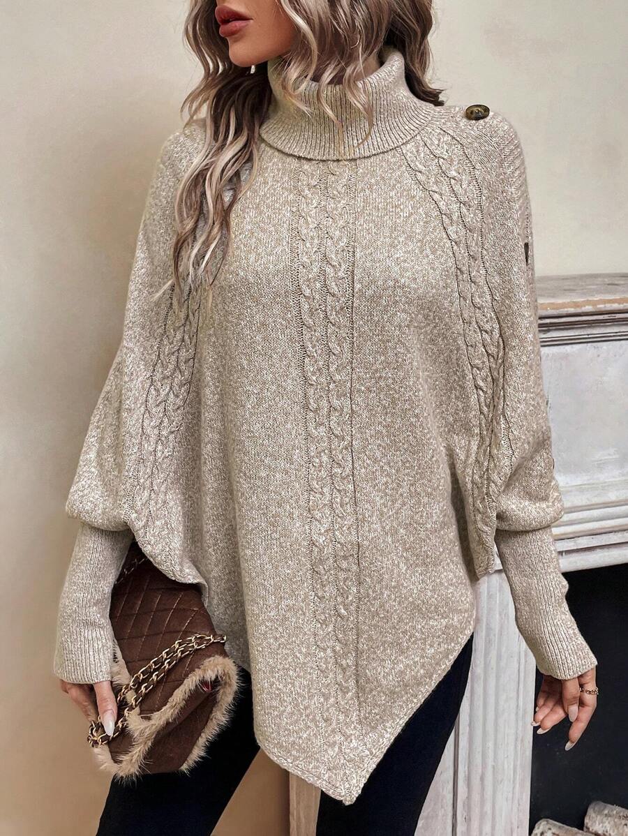 Pullover Damen mit Stehkragen und Knopfdetails - J&B - 1 - Jasminaboutique.com