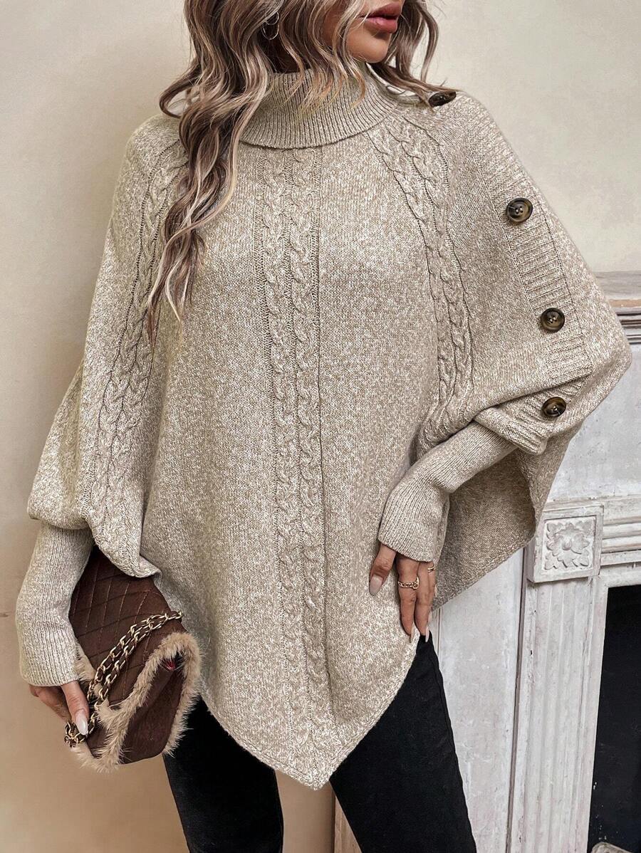 Pullover Damen mit Stehkragen und Knopfdetails - J&B - 2 - Jasminaboutique.com