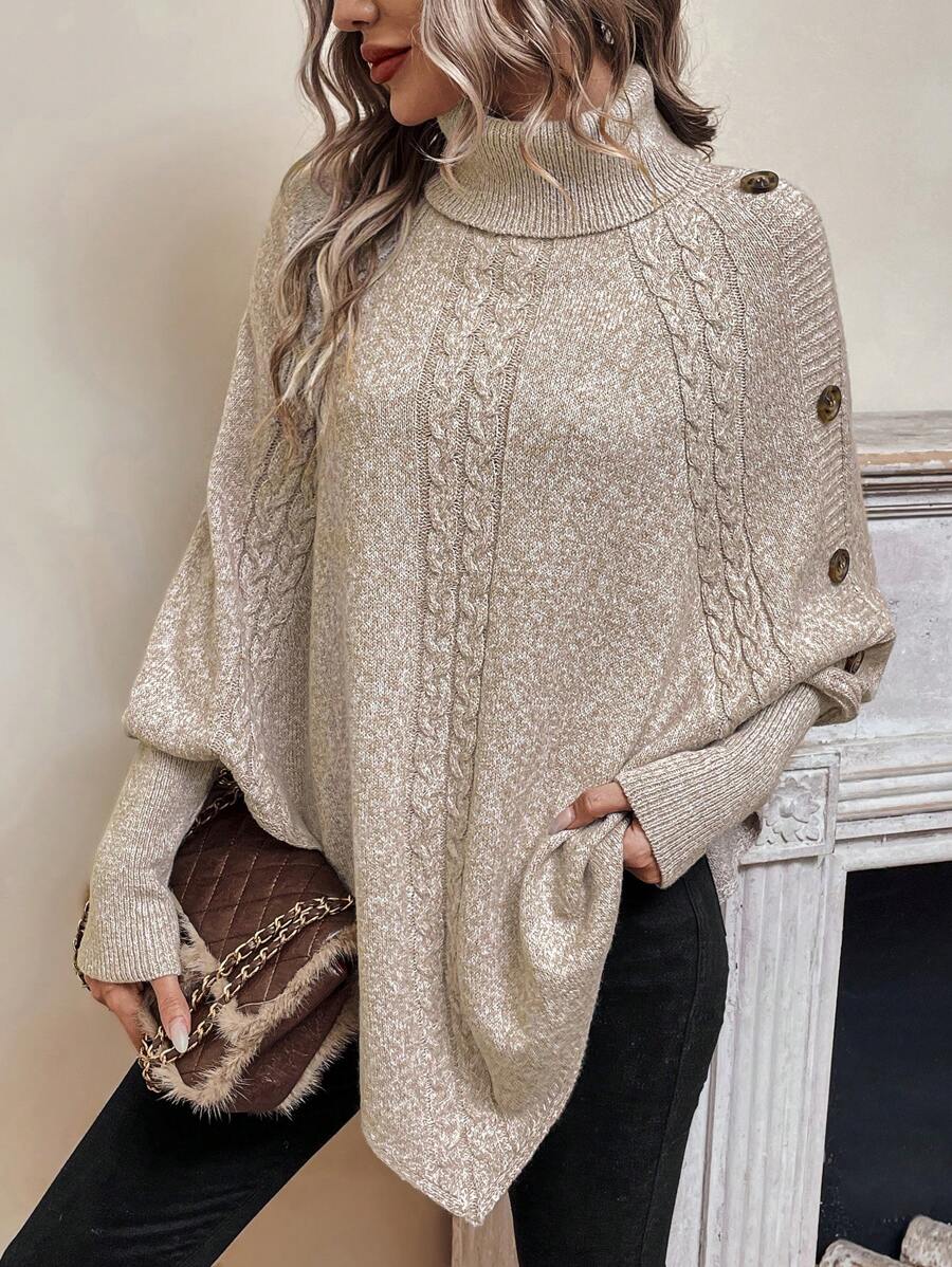 Pullover Damen mit Stehkragen und Knopfdetails - J&B - 7 - Jasminaboutique.com
