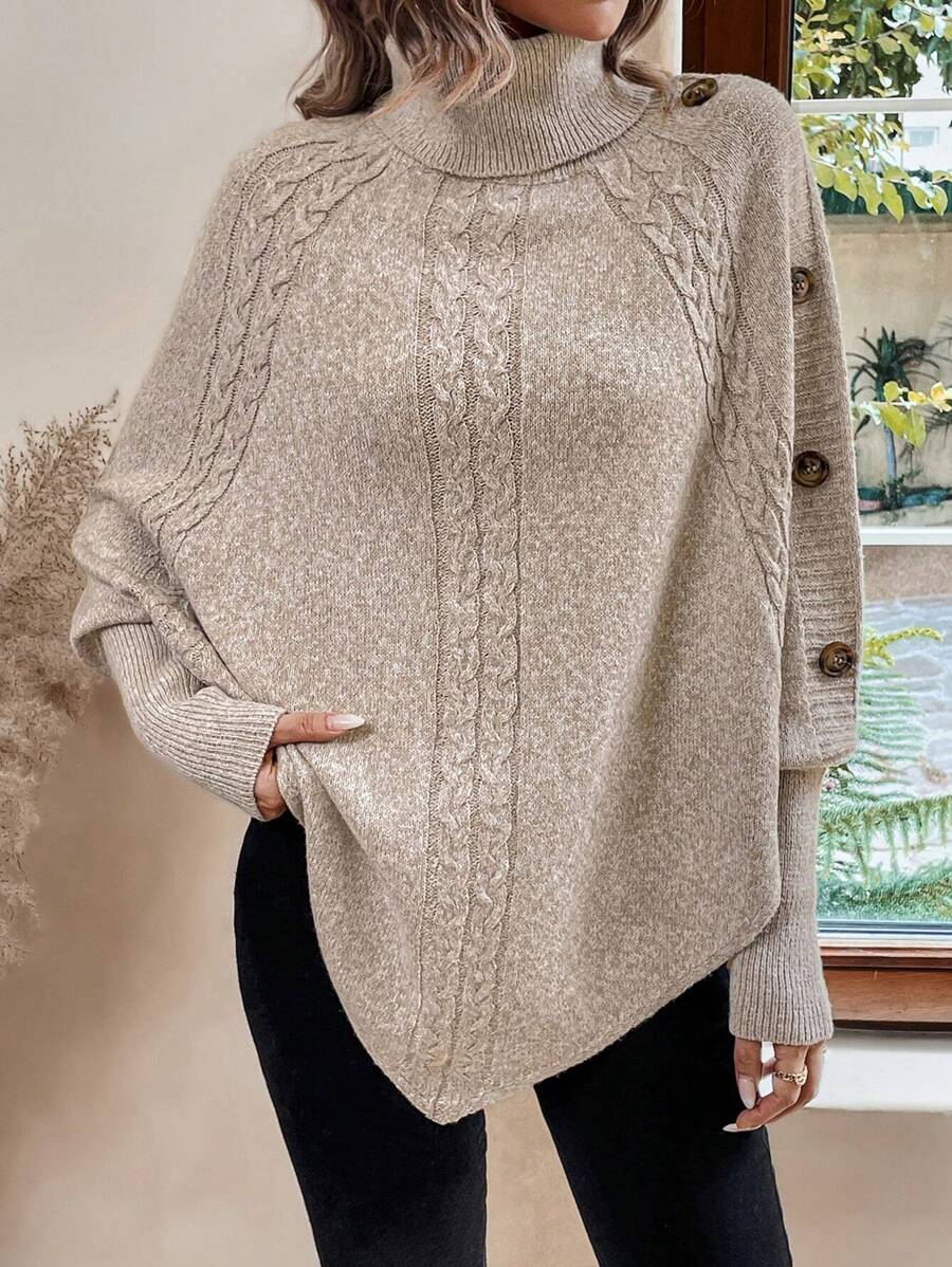 Pullover Damen mit Stehkragen und Knopfdetails - J&B - 8 - Jasminaboutique.com