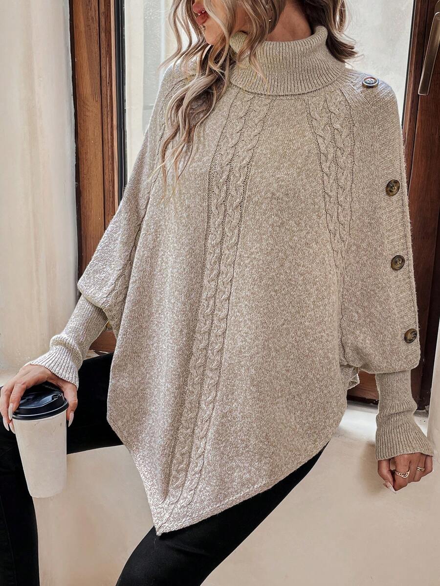 Pullover Damen mit Stehkragen und Knopfdetails - J&B - 9 - Jasminaboutique.com