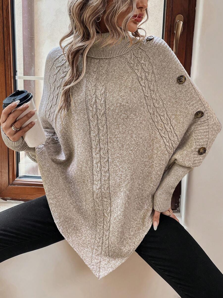 Pullover Damen mit Stehkragen und Knopfdetails - J&B - 10 - Jasminaboutique.com