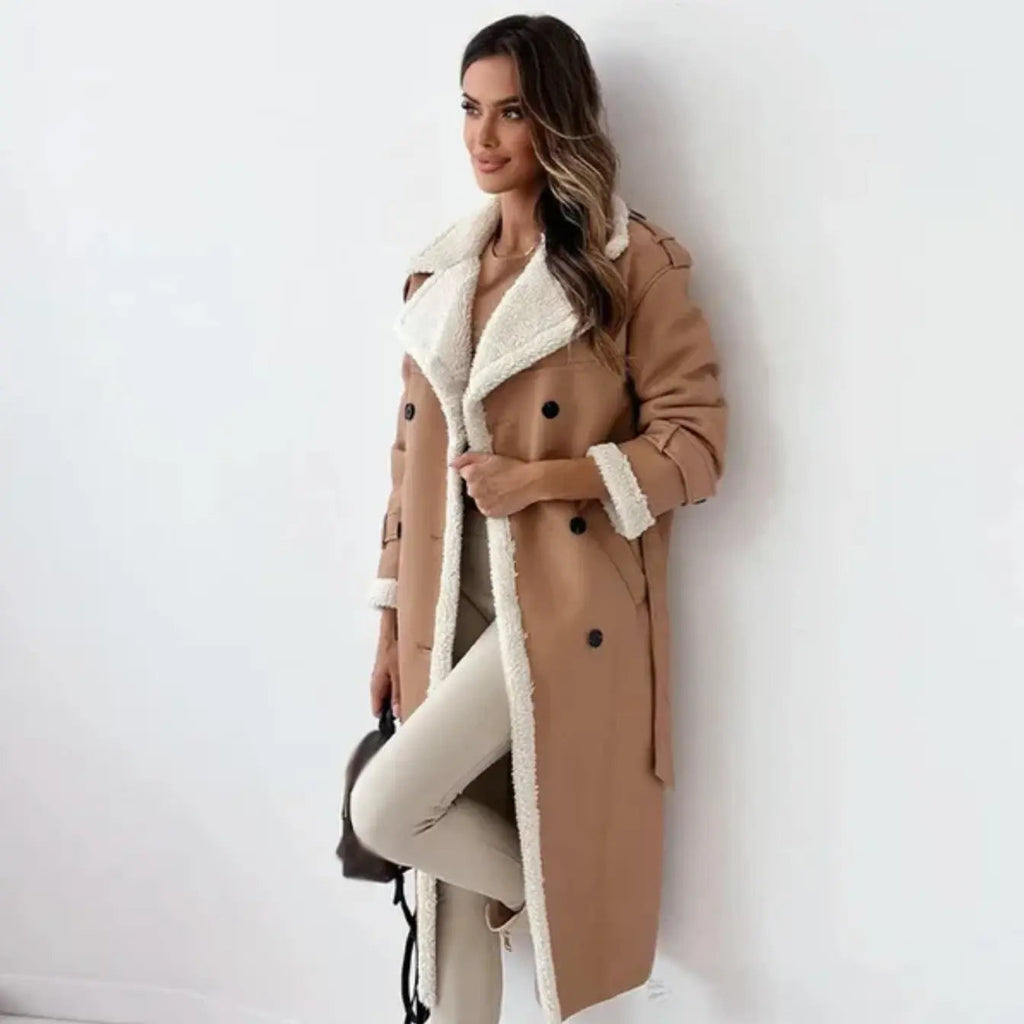 Mantel Damen mit doppelter Knopfleiste und klassischem Kragen - J&B - 3 - Jasminaboutique.com