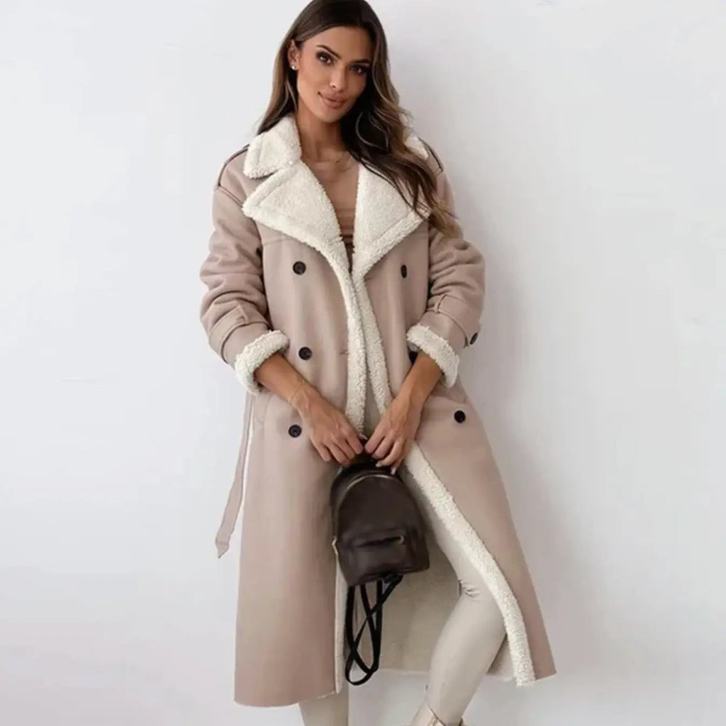 Mantel Damen mit doppelter Knopfleiste und klassischem Kragen - J&B - 5 - Jasminaboutique.com