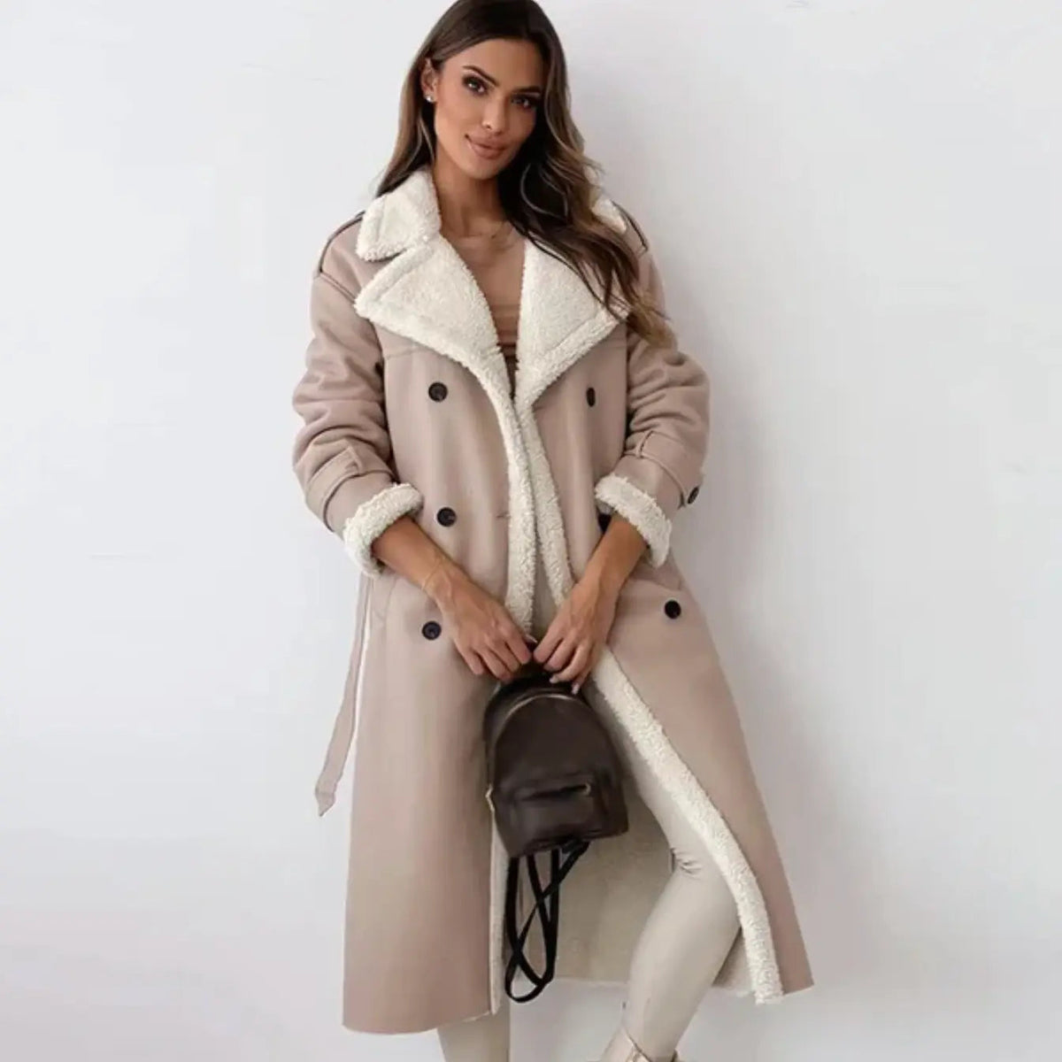 Mantel Damen mit doppelter Knopfleiste und klassischem Kragen - J&B - 5 - Jasminaboutique.com