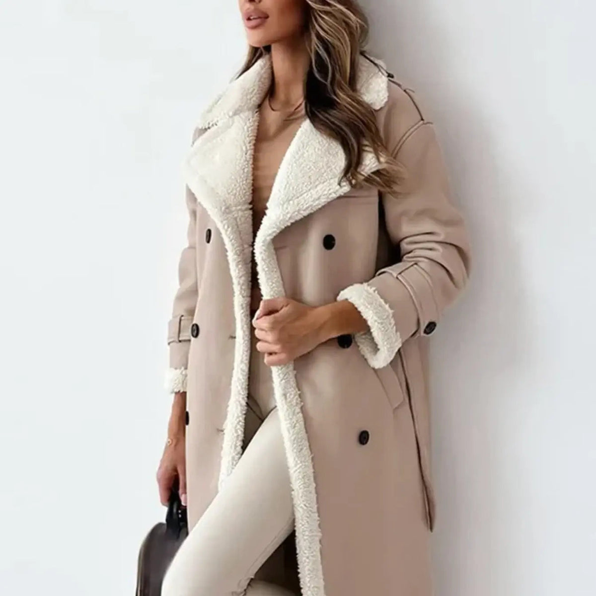 Mantel Damen mit doppelter Knopfleiste und klassischem Kragen - J&B - 6 - Jasminaboutique.com