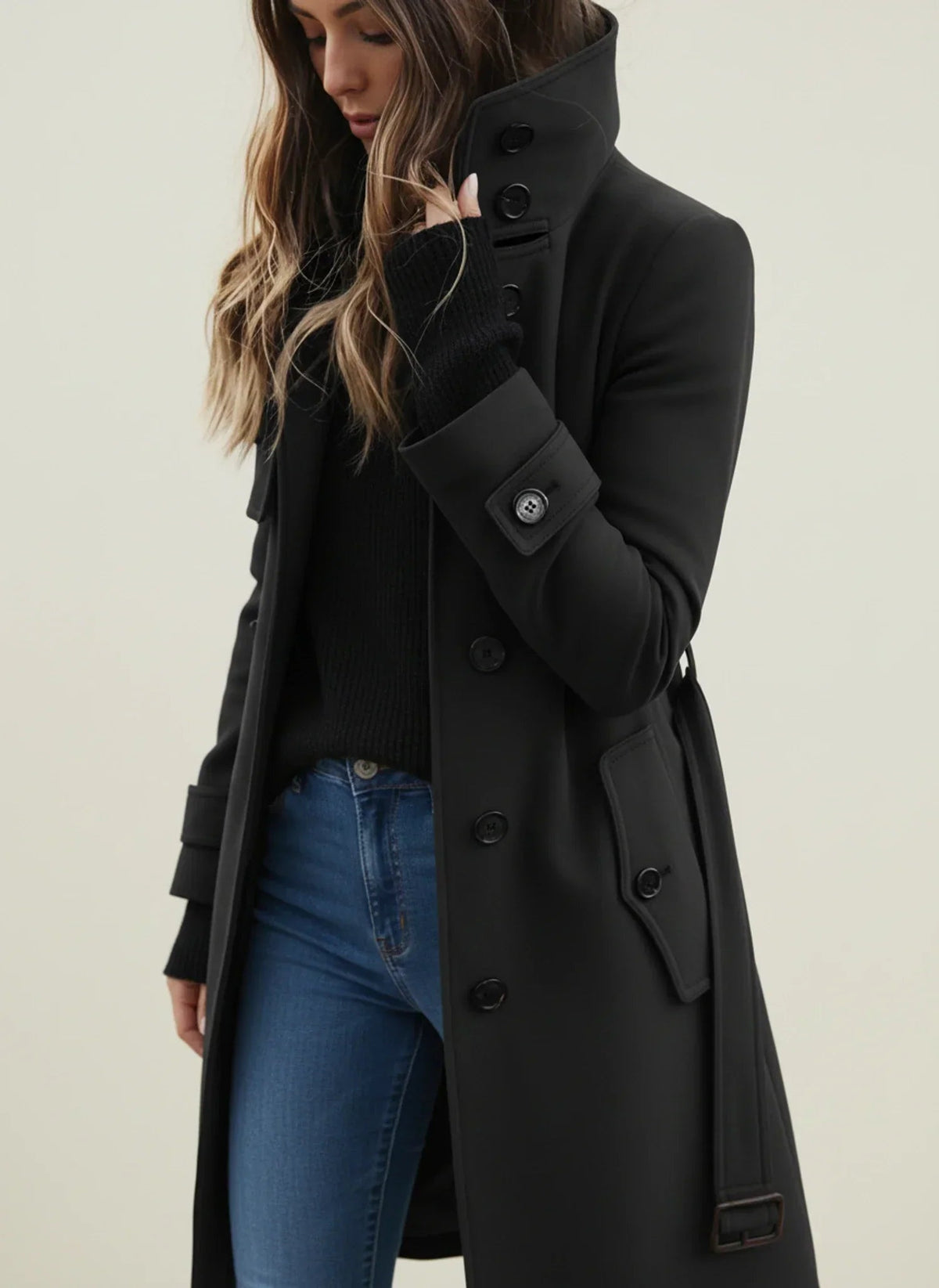 Mantel Damen Gerade geschnitten mit Gürtel - J&B - 3 - Jasminaboutique.com