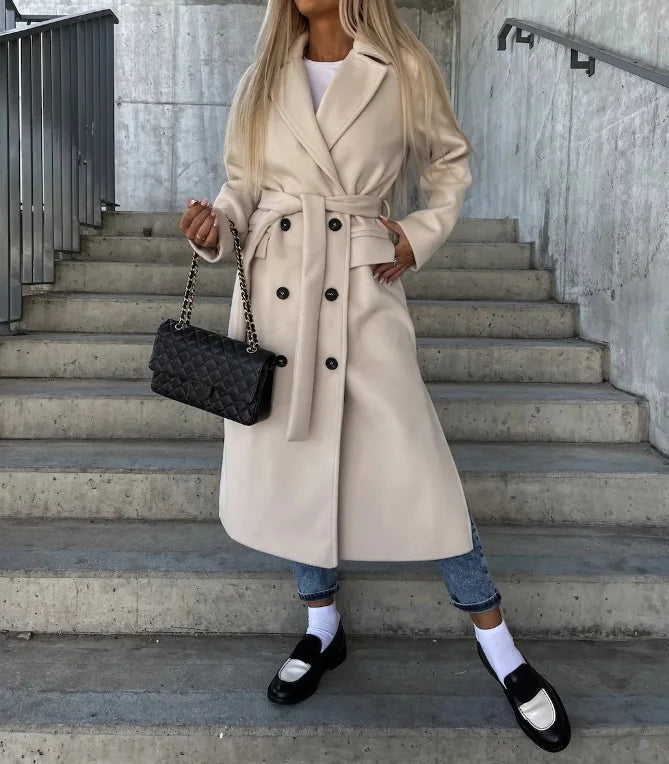Damen Mantel mit doppelter Knopfleiste und klassischem Schnitt - J&B - 4 - Jasminaboutique.com