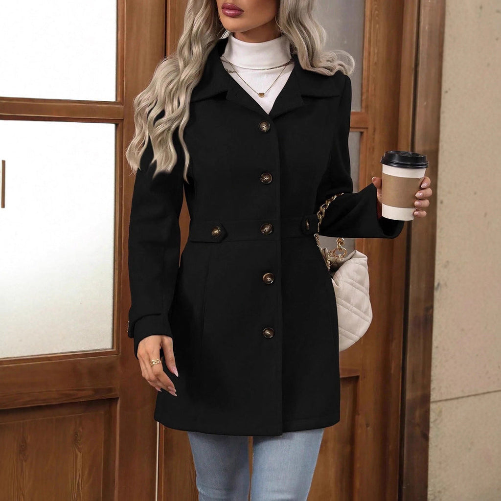 Trench Coat Damen mit taillierter Silhouette und Knopfleiste - J&B - 3 - Jasminaboutique.com