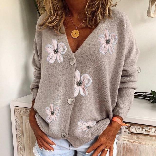 Cardigan Damen mit V-Ausschnitt und Knopf-Details - J&B - 3 - Jasminaboutique.com