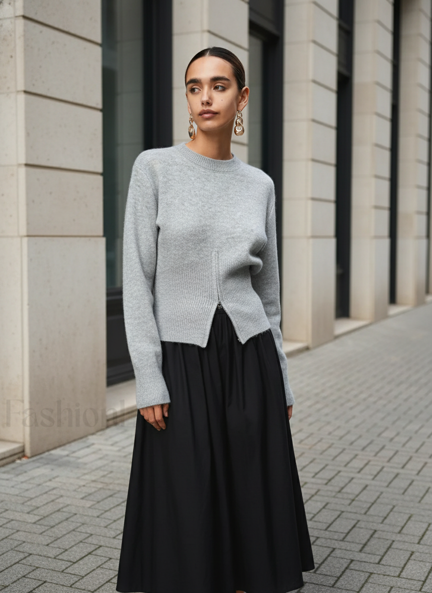 Pullover Damen mit lässigem Schnitt und Zip-Detail - J&B - 1 - Jasminaboutique.com