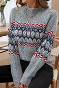 Pullover Damen mit geometrischem Muster und lockerer Passform - J&B - 1 - Jasminaboutique.com