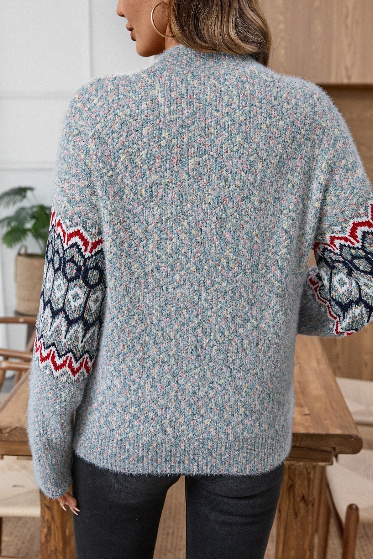 Pullover Damen mit geometrischem Muster und lockerer Passform - J&B - 6 - Jasminaboutique.com