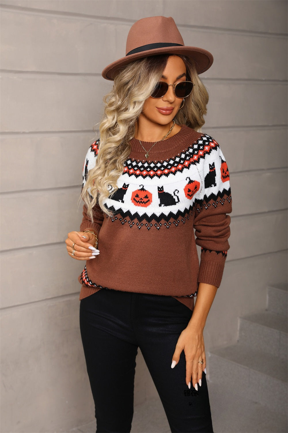 Pullover Damen mit Halloween-Motiv und Rundhalsausschnitt - J&B - 6 - Jasminaboutique.com