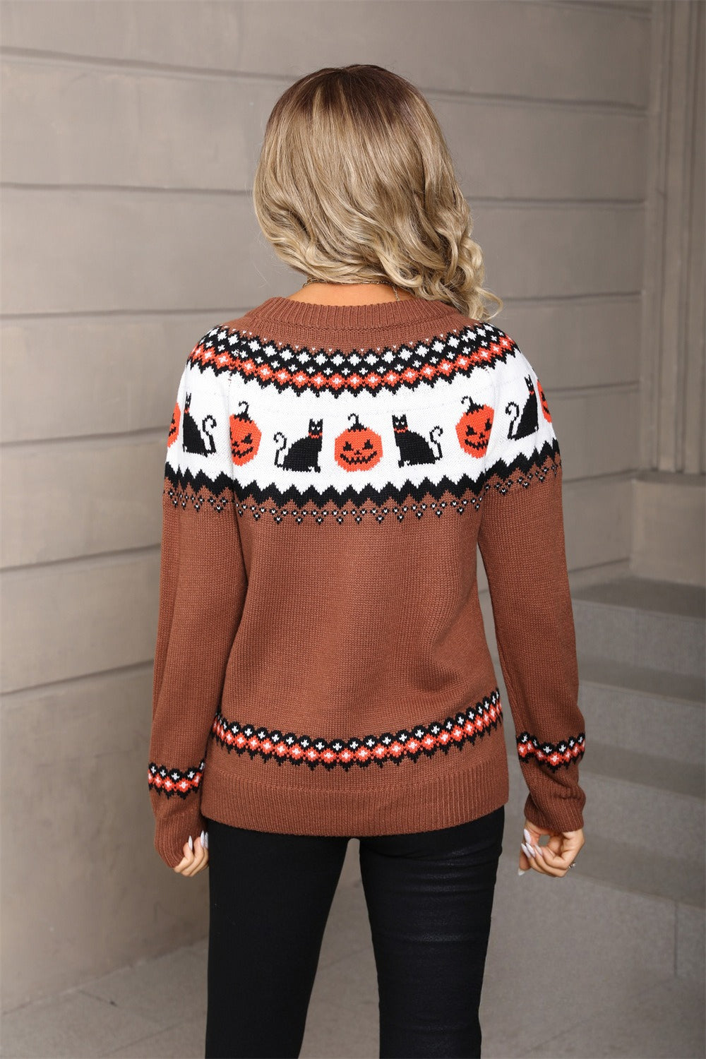Pullover Damen mit Halloween-Motiv und Rundhalsausschnitt - J&B - 8 - Jasminaboutique.com
