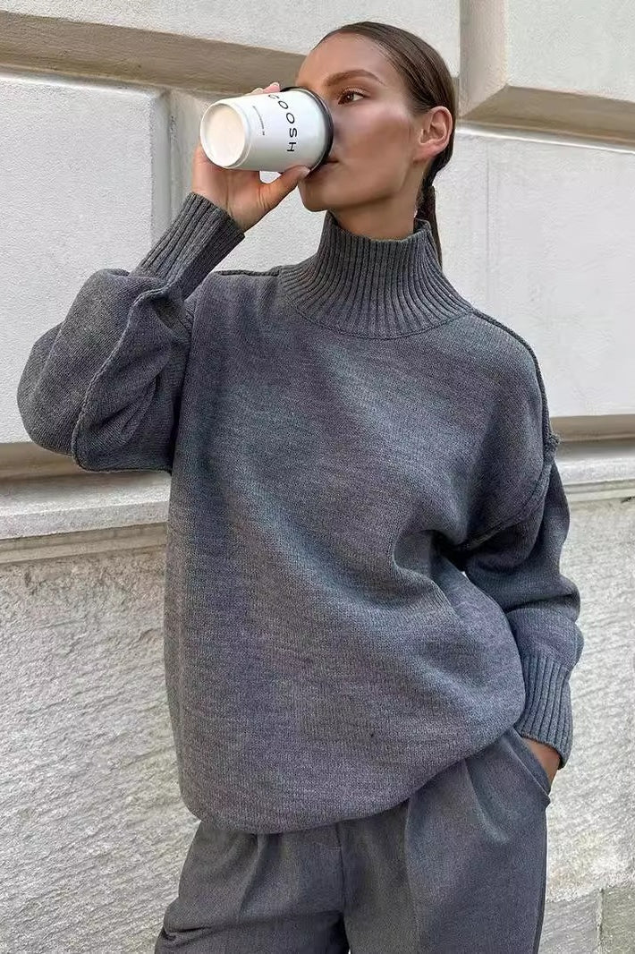 Pullover Damen mit Stehkragen und lockerer Passform - J&B - 1 - Jasminaboutique.com
