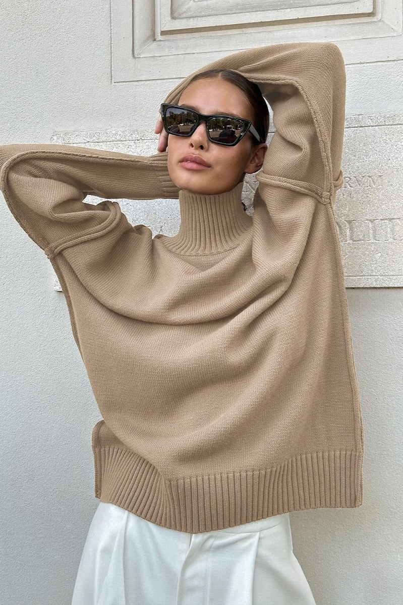Pullover Damen mit Stehkragen und lockerer Passform - J&B - 3 - Jasminaboutique.com
