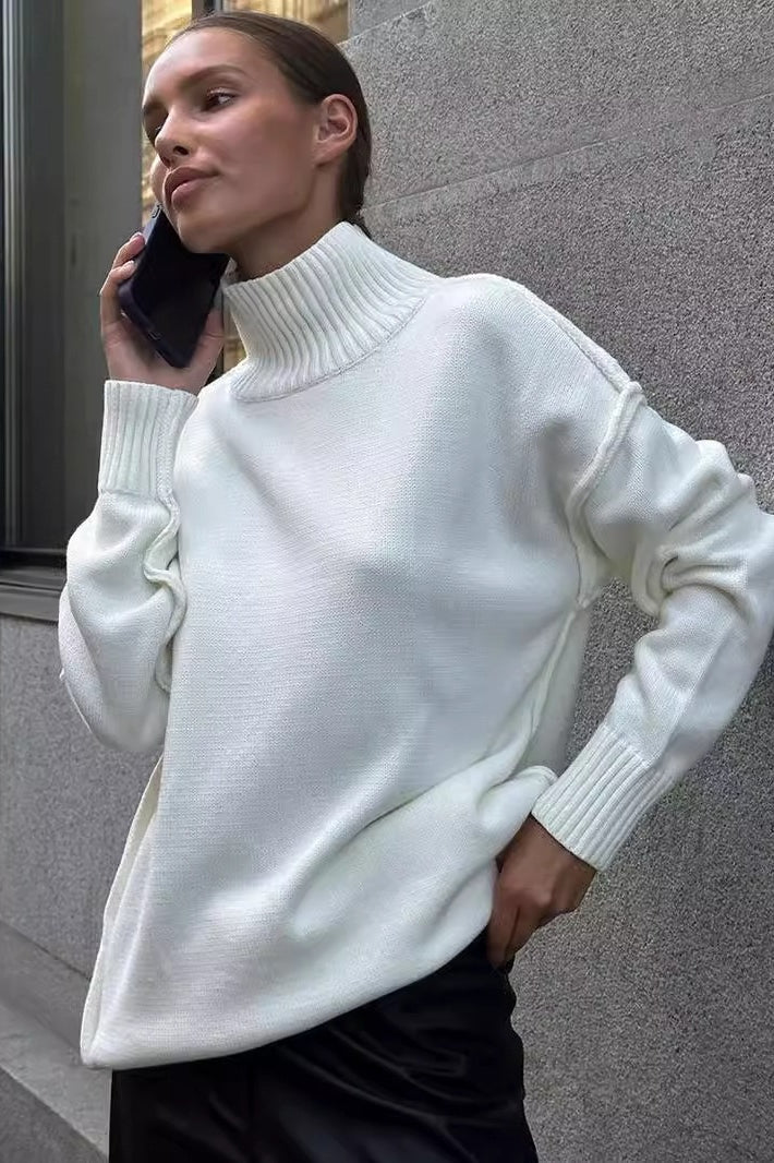 Pullover Damen mit Stehkragen und lockerer Passform - J&B - 5 - Jasminaboutique.com