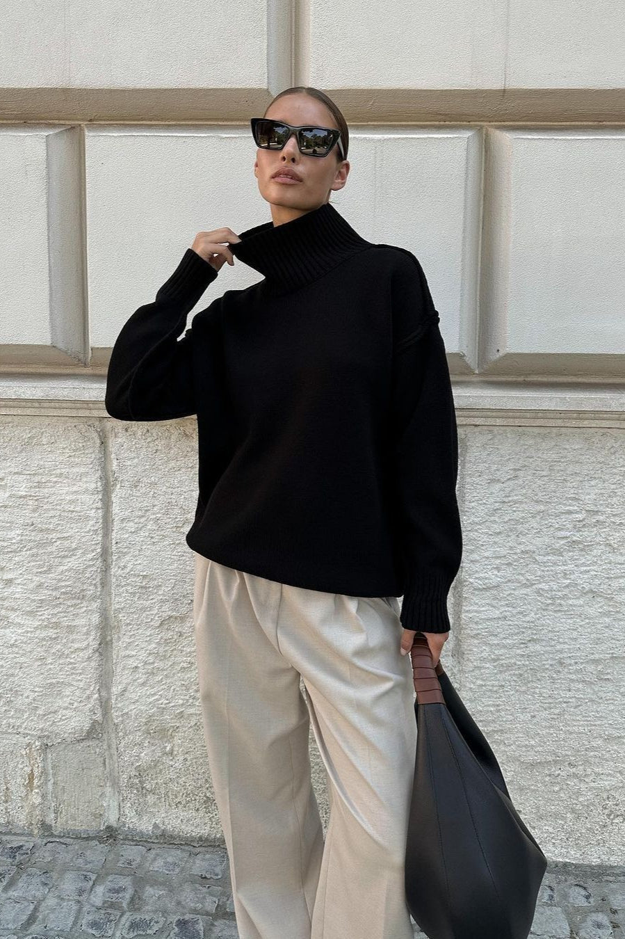 Pullover Damen mit Stehkragen und lockerer Passform - J&B - 8 - Jasminaboutique.com