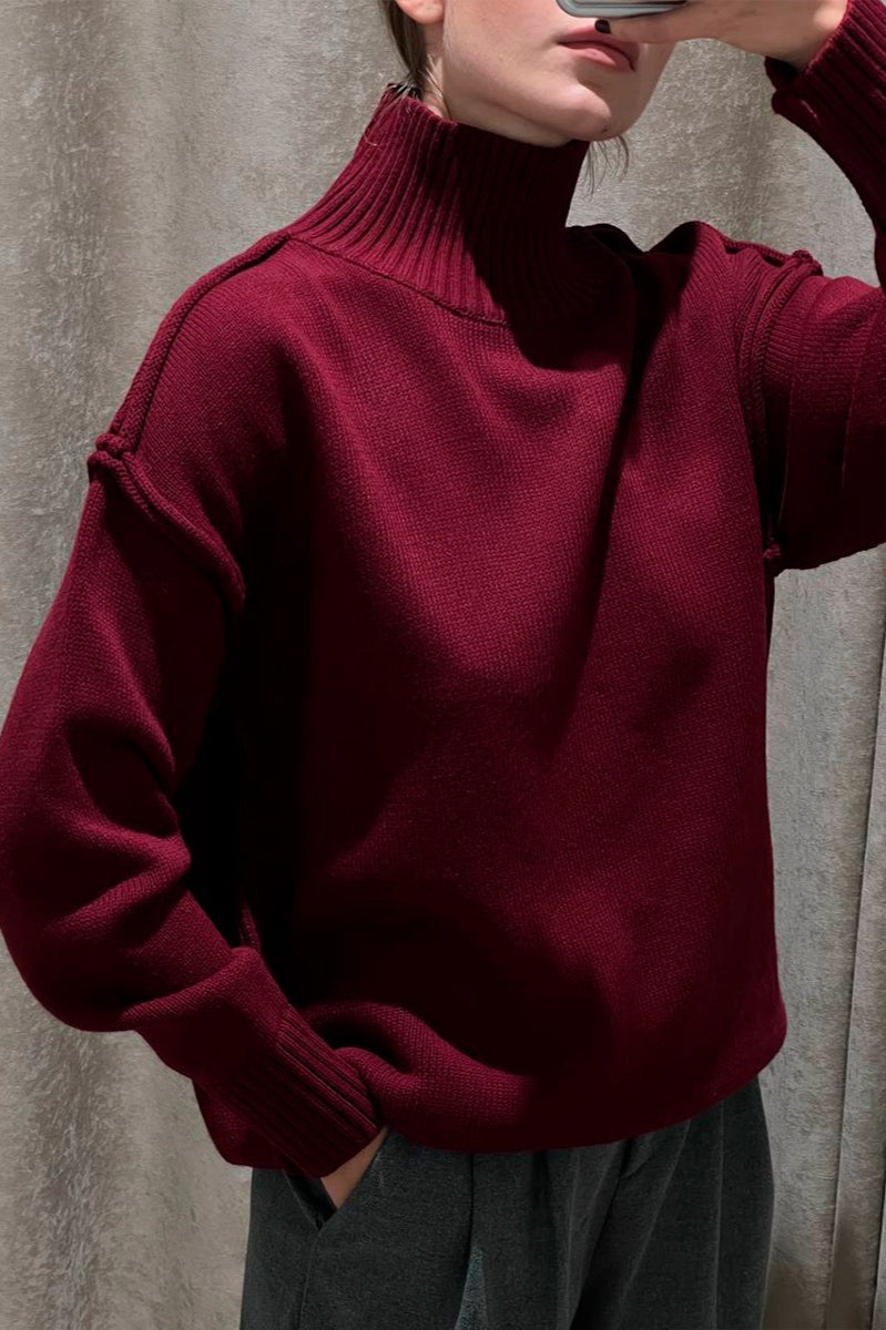 Pullover Damen mit Stehkragen und lockerer Passform - J&B - 11 - Jasminaboutique.com