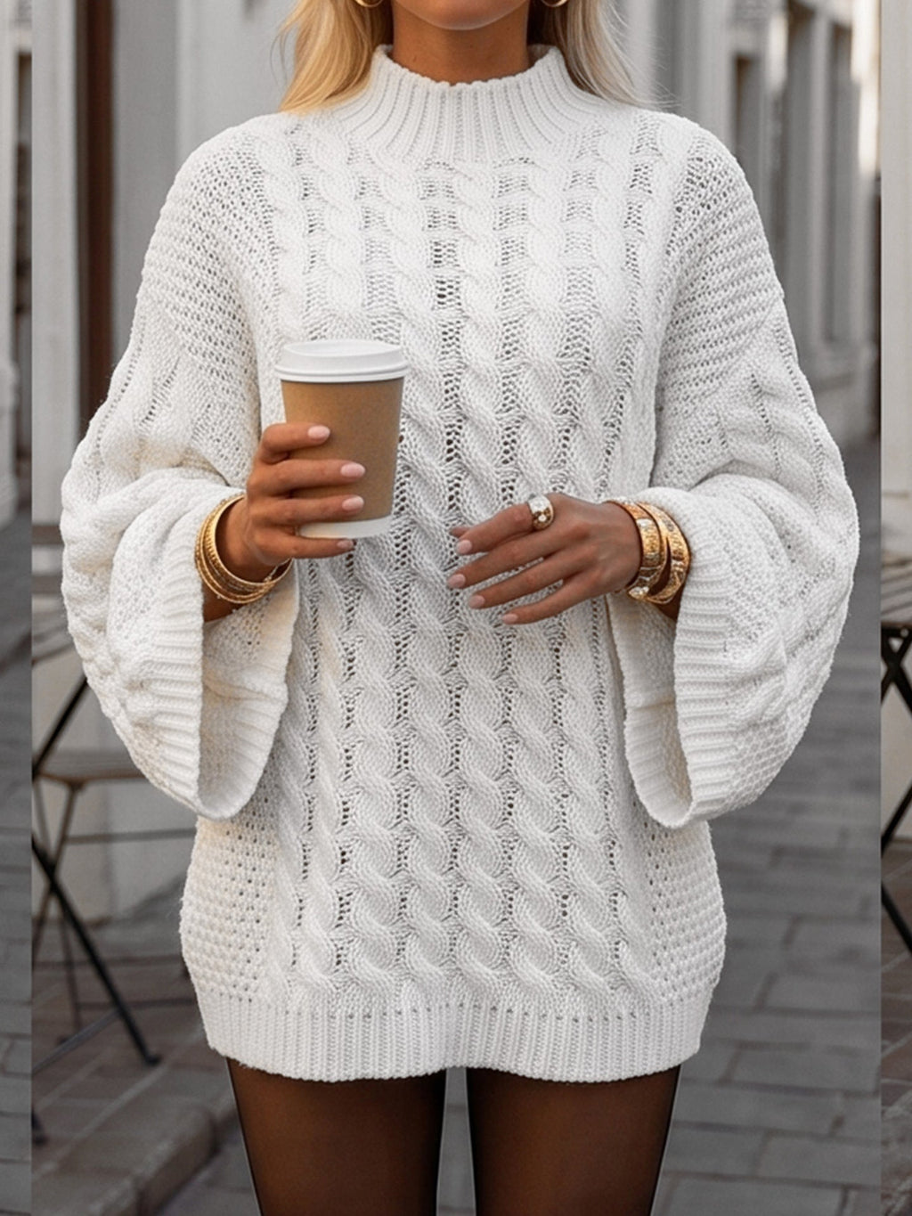 Pullover Damen mit hohem Kragen und weitem Schnitt - J&B - 3 - Jasminaboutique.com