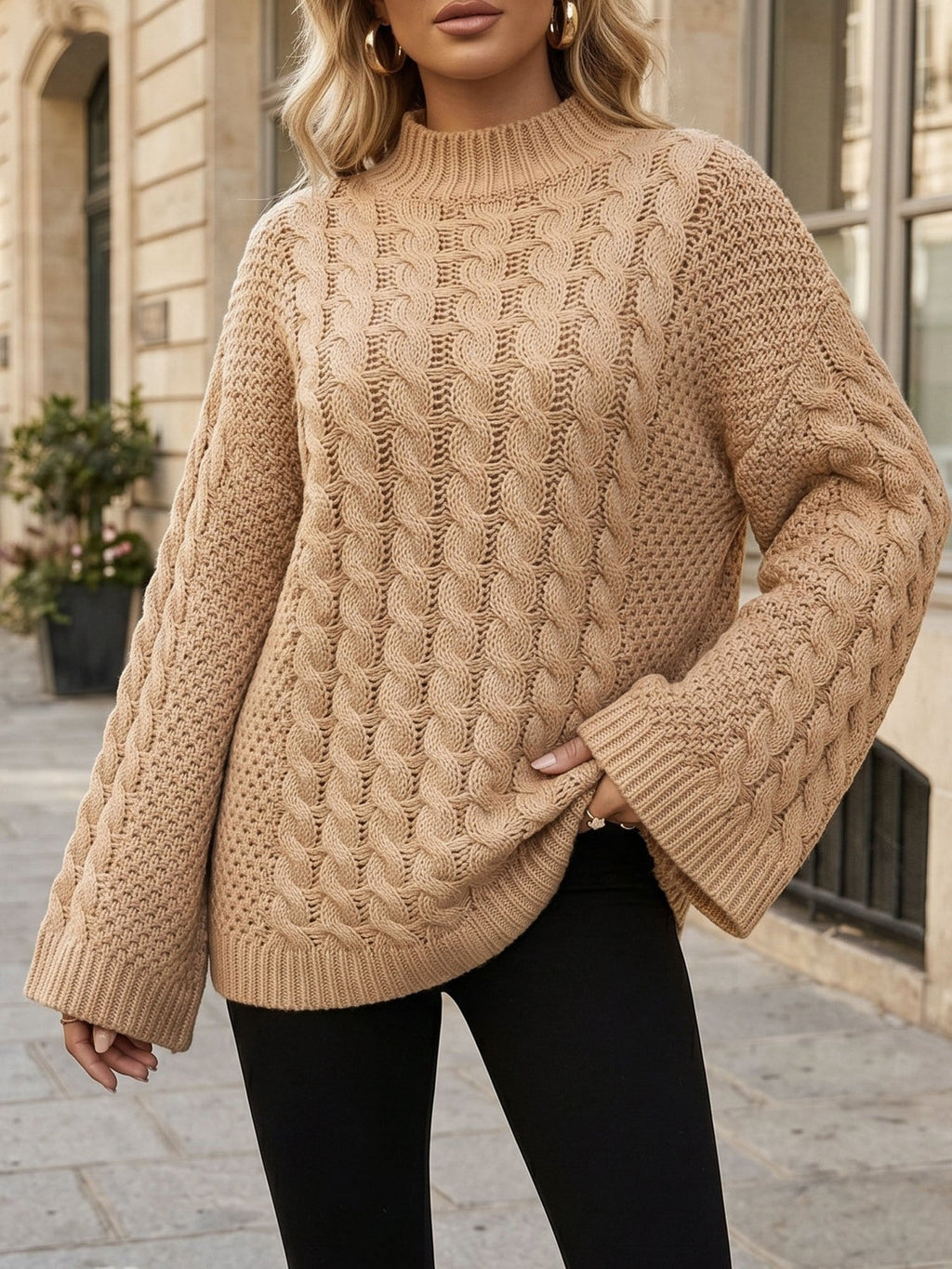 Pullover Damen mit hohem Kragen und weitem Schnitt - J&B - 11 - Jasminaboutique.com