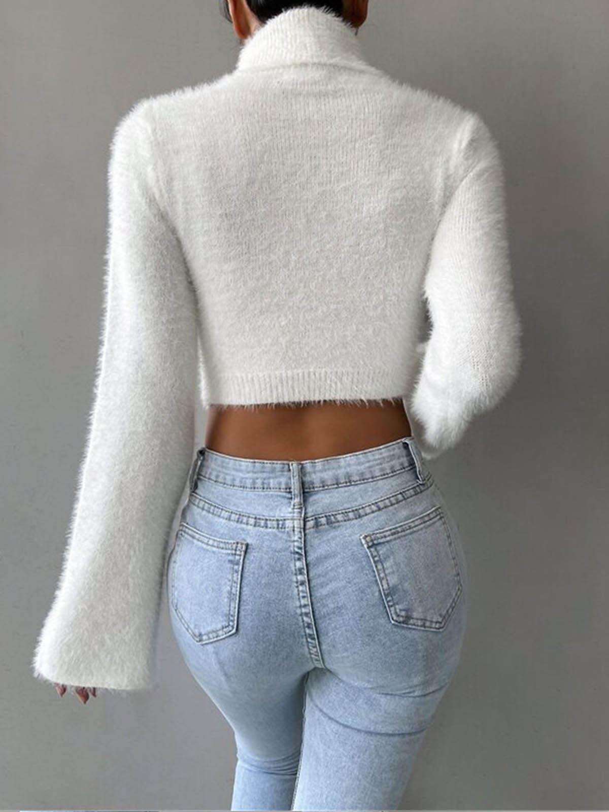 Pullover Damen mit hohem Kragen und weitem Ärmel - J&B - 5 - Jasminaboutique.com