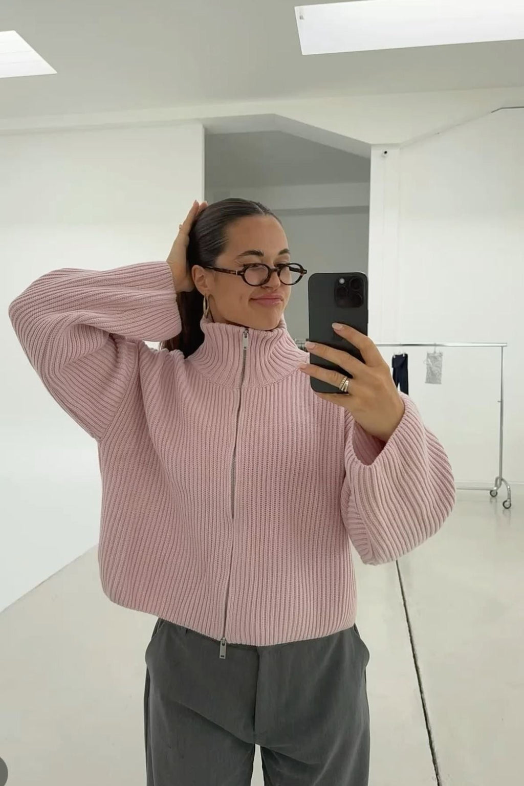 Pullover Damen mit hohem Kragen und Reißverschluss - J&B - 6 - Jasminaboutique.com