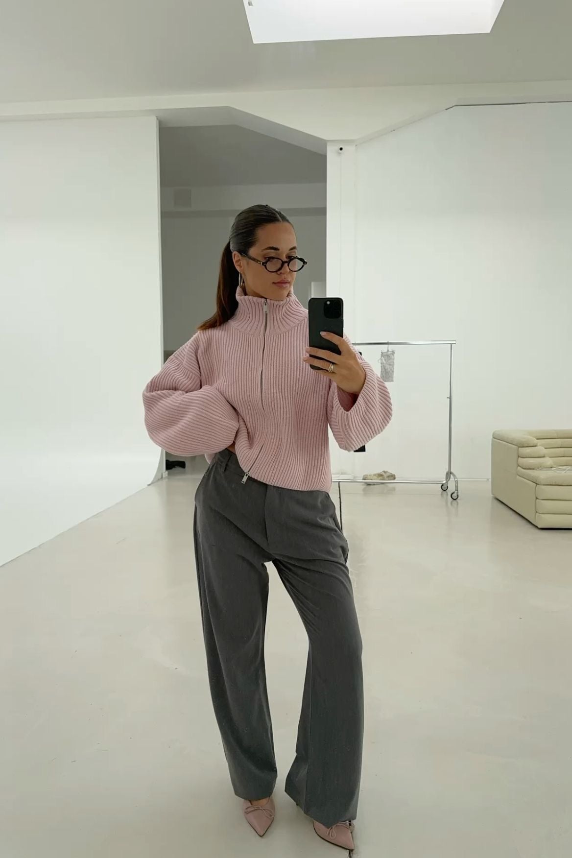 Pullover Damen mit hohem Kragen und Reißverschluss - J&B - 7 - Jasminaboutique.com