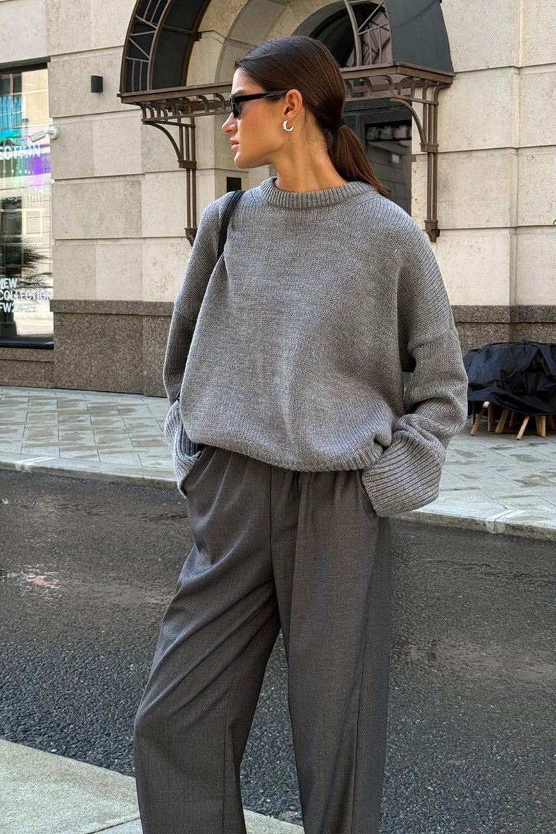 Pullover Damen mit lockerer Passform und Rundhalsausschnitt - J&B - 2 - Jasminaboutique.com