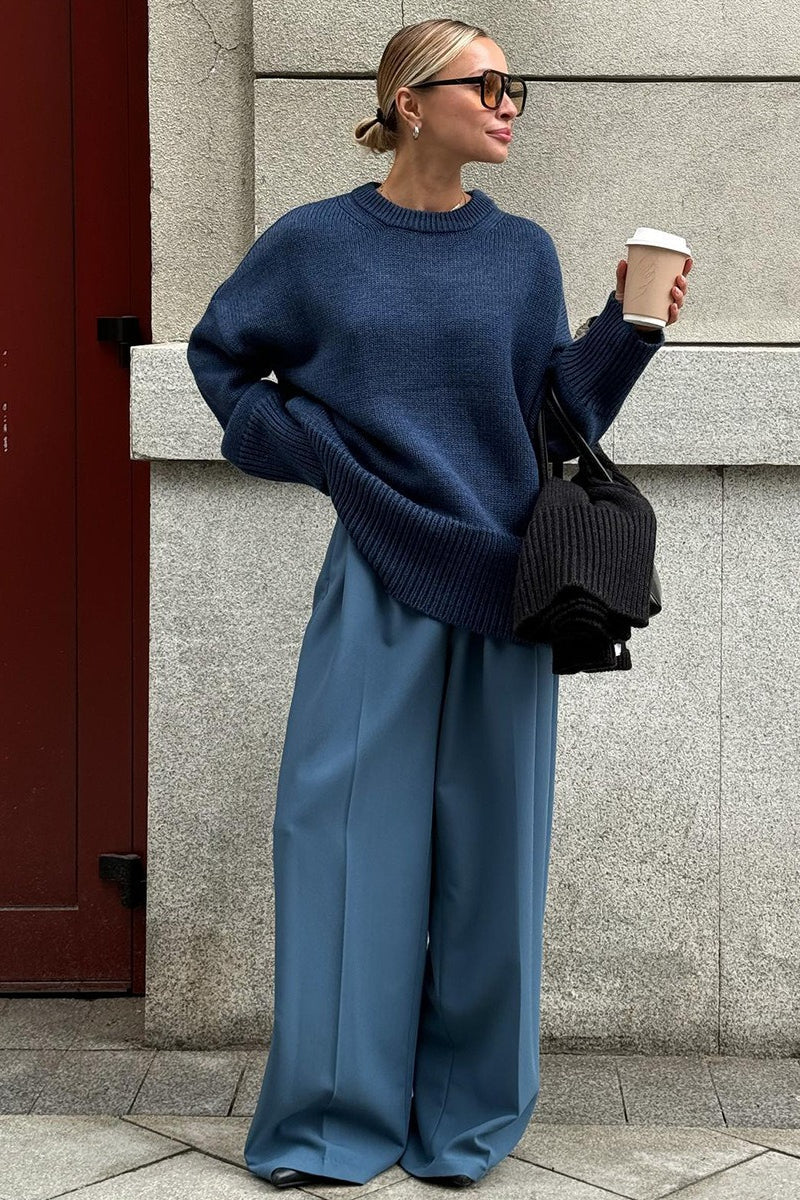 Pullover Damen mit lockerer Passform und Rundhalsausschnitt - J&B - 6 - Jasminaboutique.com