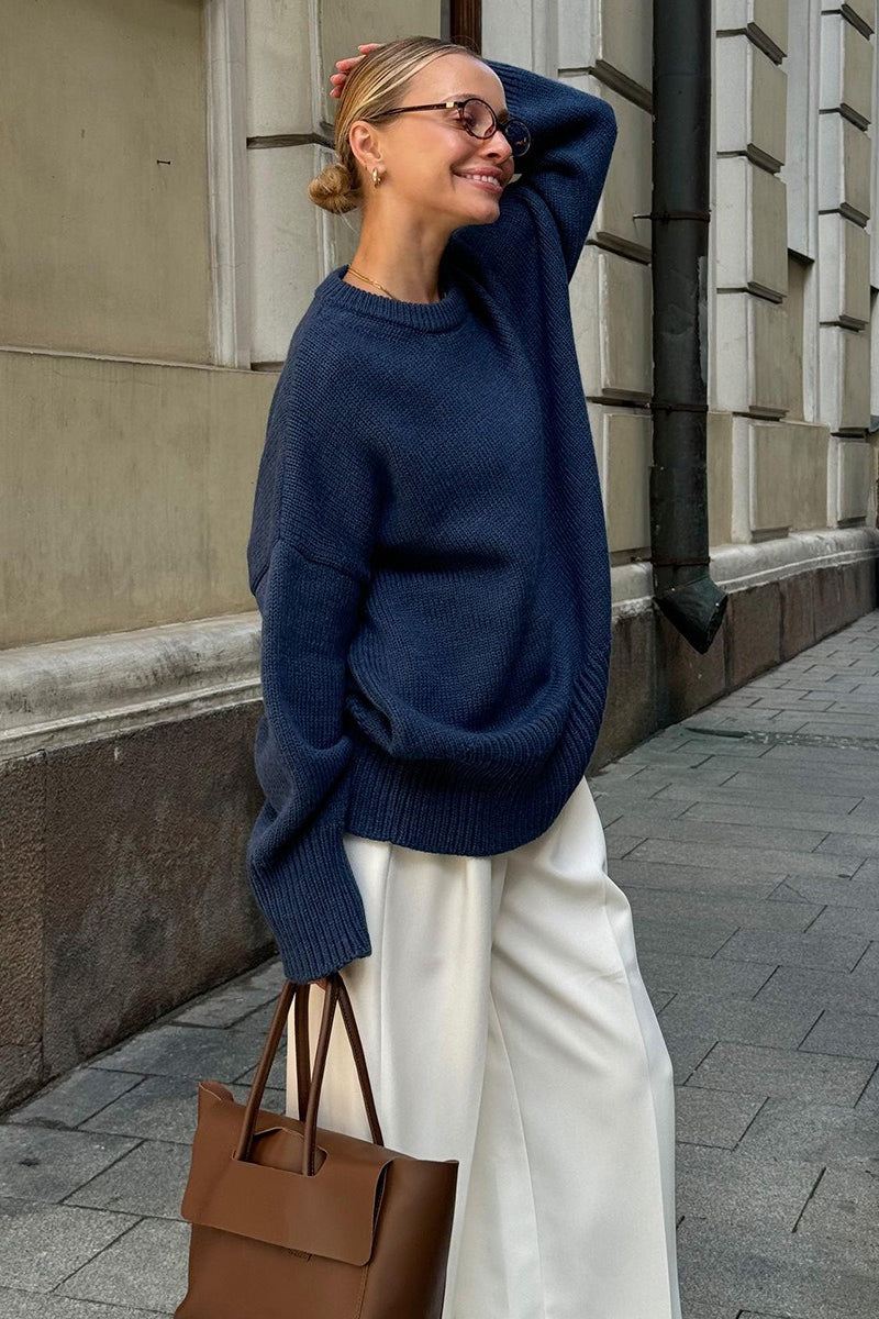 Pullover Damen mit lockerer Passform und Rundhalsausschnitt - J&B - 9 - Jasminaboutique.com