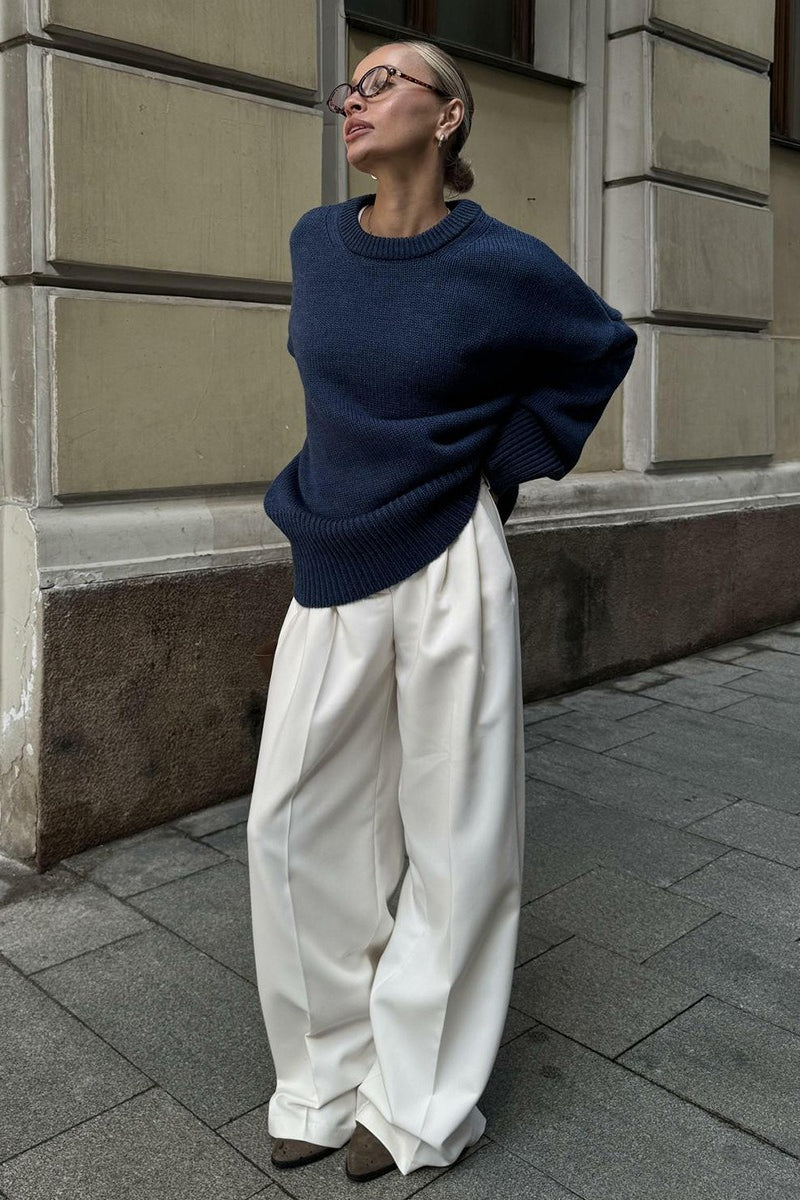 Pullover Damen mit lockerer Passform und Rundhalsausschnitt - J&B - 10 - Jasminaboutique.com