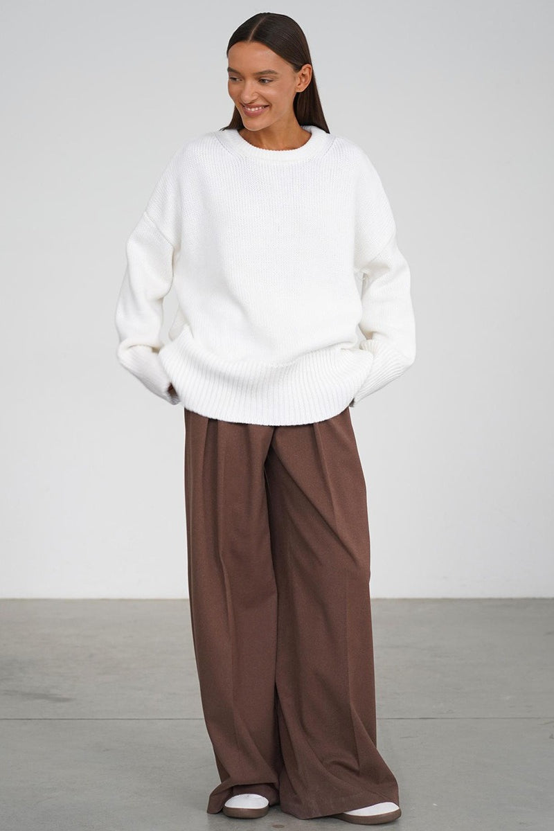 Pullover Damen mit lockerer Passform und Rundhalsausschnitt - J&B - 12 - Jasminaboutique.com