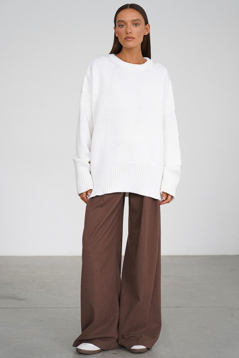 Pullover Damen mit lockerer Passform und Rundhalsausschnitt - J&B - 14 - Jasminaboutique.com