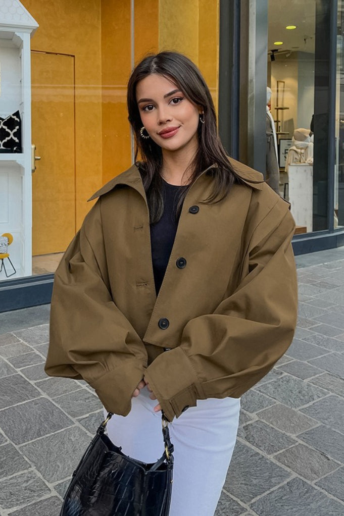 Oversized Jacke Damen Weit geschnitten mit ballonförmigen Ärmeln - J&B - 1 - Jasminaboutique.com