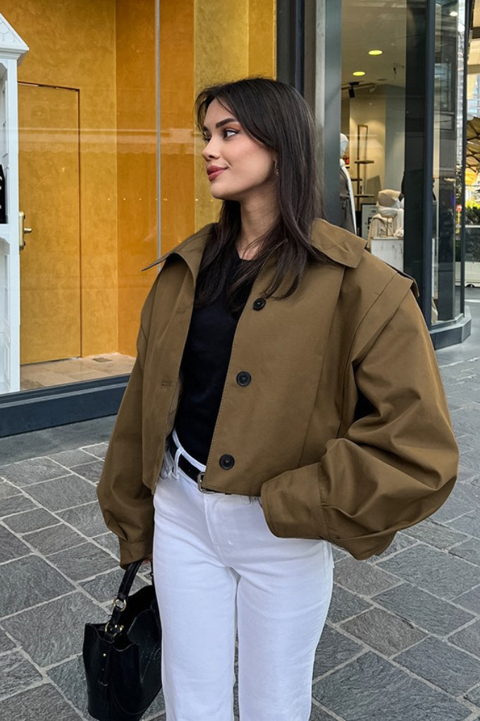 Oversized Jacke Damen Weit geschnitten mit ballonförmigen Ärmeln - J&B - 2 - Jasminaboutique.com