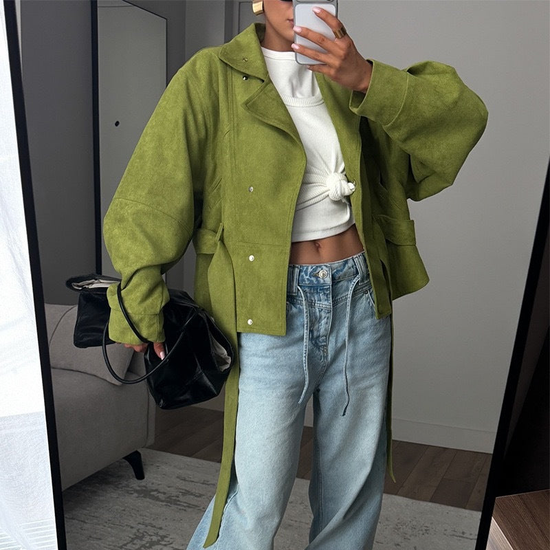 Jacke Damen mit hohem Kragen und Taillengürtel - J&B - 5 - Jasminaboutique.com