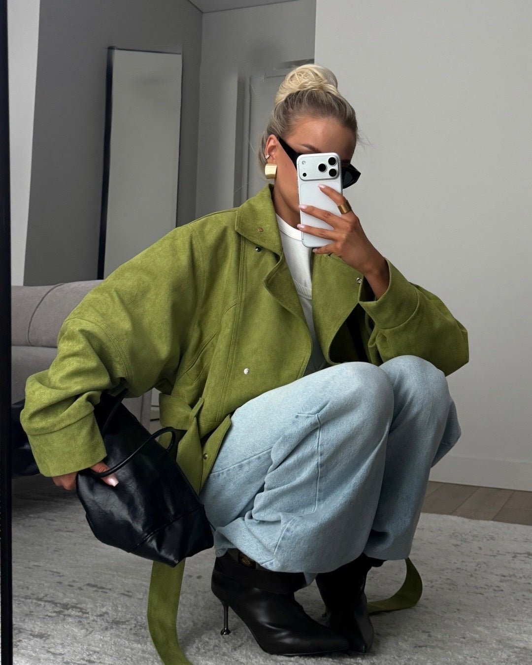Jacke Damen mit hohem Kragen und Taillengürtel - J&B - 6 - Jasminaboutique.com