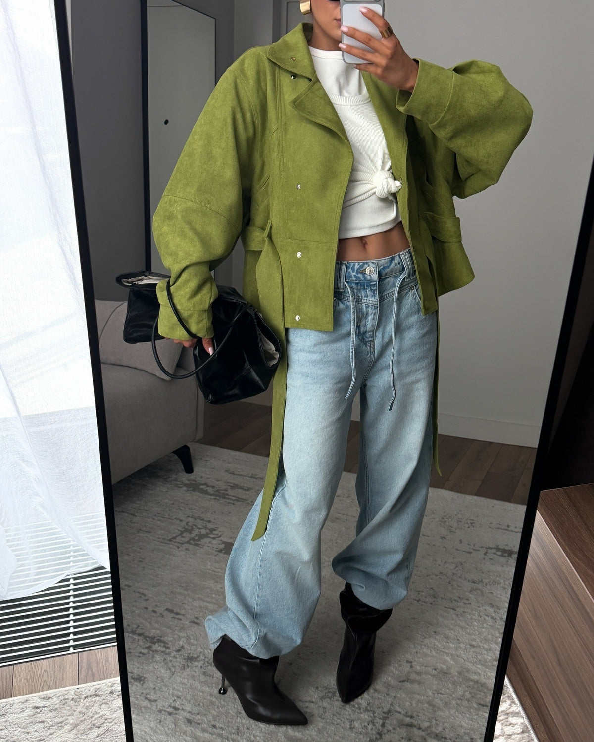 Jacke Damen mit hohem Kragen und Taillengürtel - J&B - 8 - Jasminaboutique.com