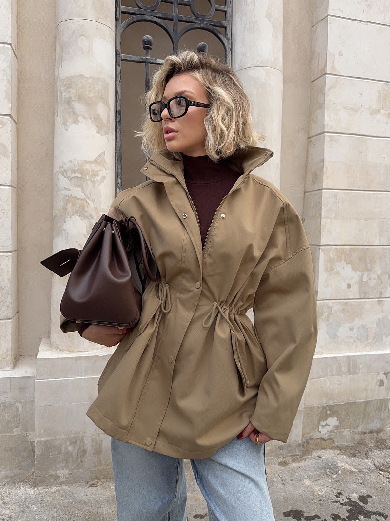 Jacke Damen mit hohem Kragen und Taillenzug - J&B - 1 - Jasminaboutique.com