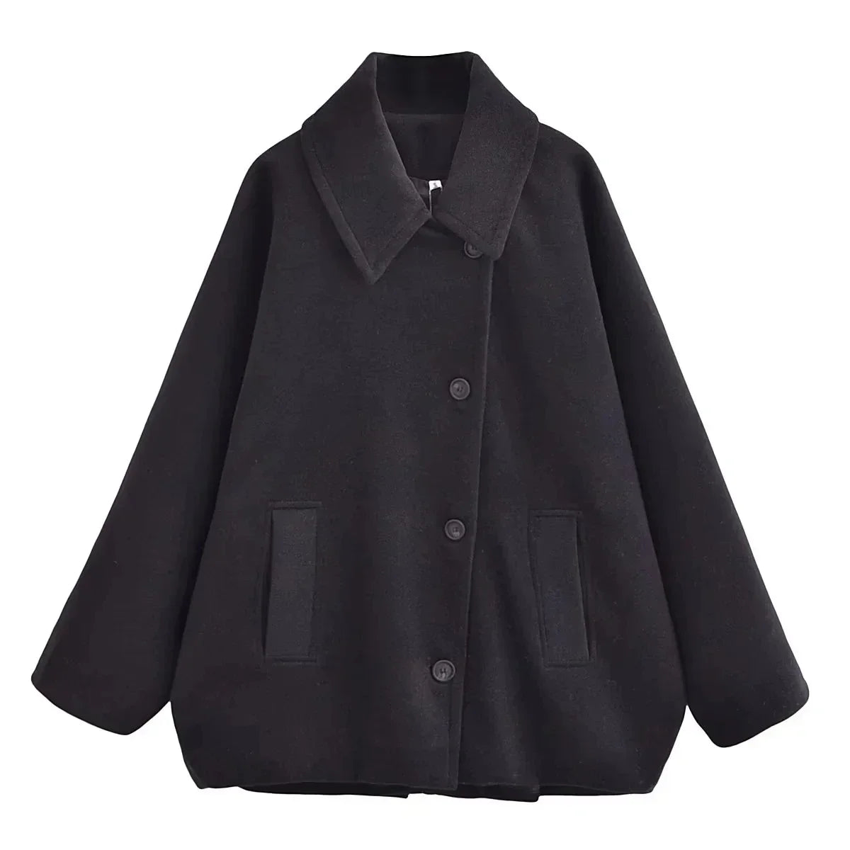 Jacke Damen – Oversized Schnitt mit breitem Revers und Knopfverschluss - J&B - 5 - Jasminaboutique.com