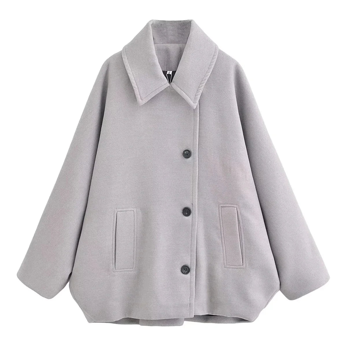 Jacke Damen – Oversized Schnitt mit breitem Revers und Knopfverschluss - J&B - 6 - Jasminaboutique.com