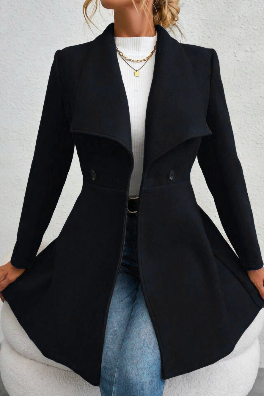 Mantel Damen mit Wasserfallkragen und taillierter Silhouette - J&B - 3 - Jasminaboutique.com