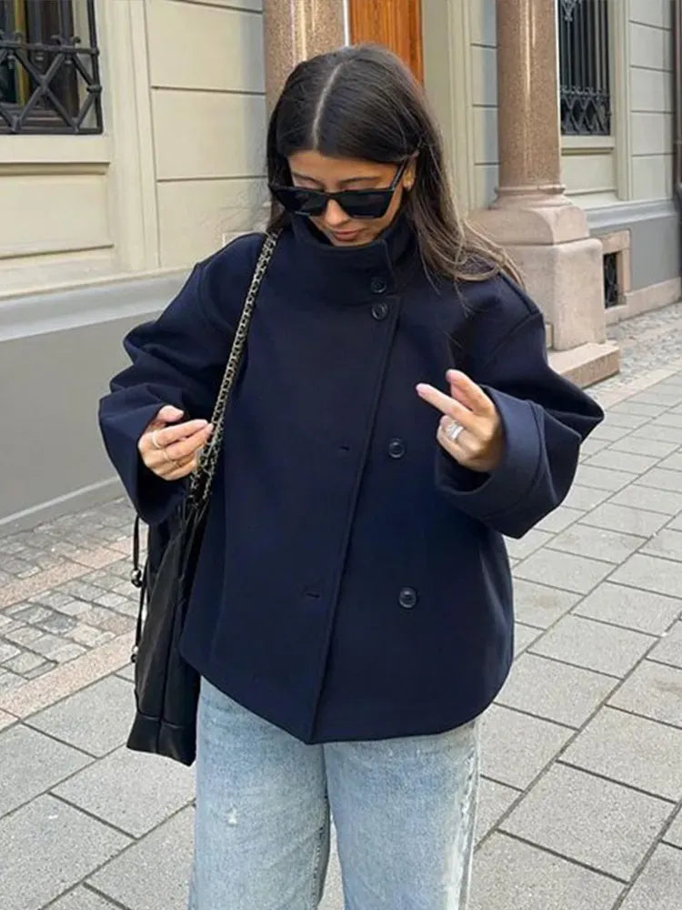 Jacke Damen mit hohem Kragen und asymmetrischem Schnitt - J&B - 4 - Jasminaboutique.com