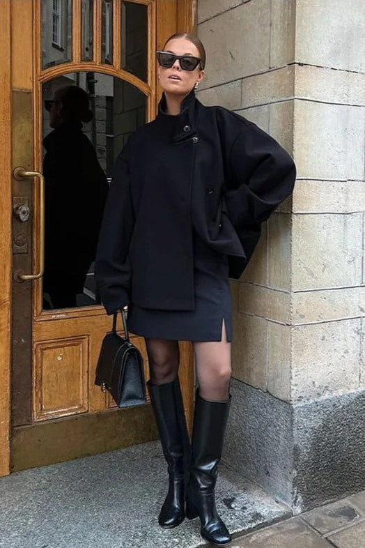 Jacke Damen mit hohem Kragen und asymmetrischem Schnitt - J&B - 7 - Jasminaboutique.com