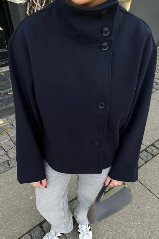 Jacke Damen mit hohem Kragen und asymmetrischem Schnitt - J&B - 8 - Jasminaboutique.com