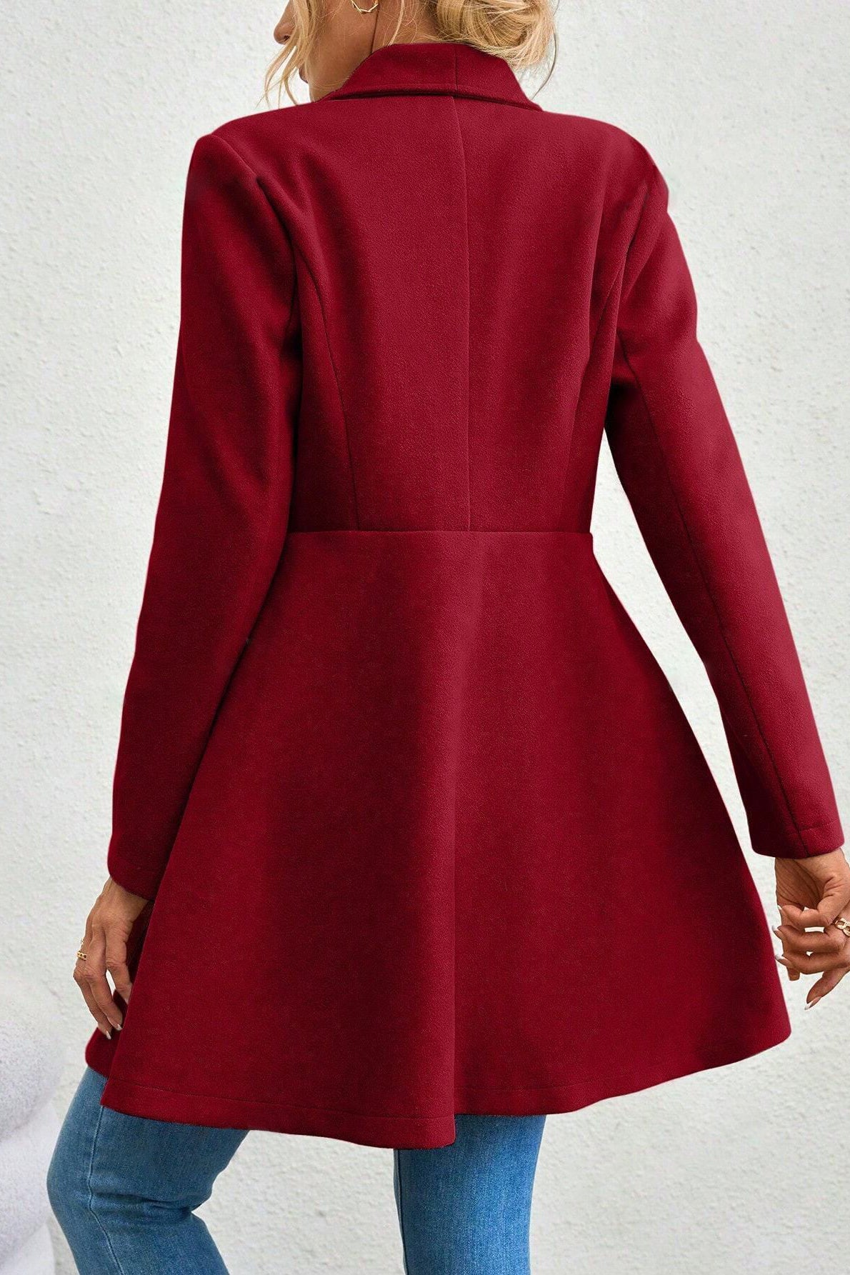 Mantel Damen mit Wasserfallkragen und taillierter Silhouette - J&B - 12 - Jasminaboutique.com