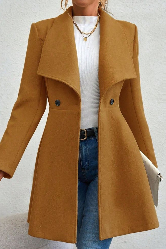 Mantel Damen mit Wasserfallkragen und taillierter Silhouette - J&B - 13 - Jasminaboutique.com